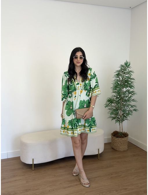 Vestido Floral Verde - 60822 - CB SHOES