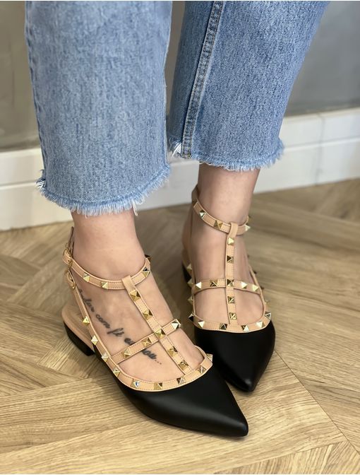 Sapatilha Valen Preta com Bege - 936 - CB SHOES