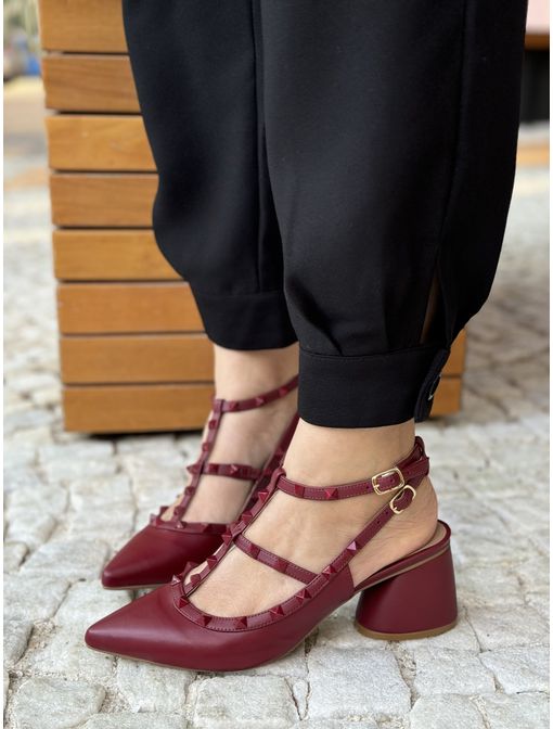 Scarpin Valen Marsala Bloco - 87457 - CB SHOES