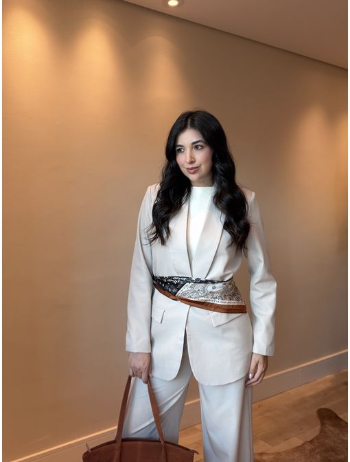 Blazer Bege Over com Lenço - 6009 - CB SHOES