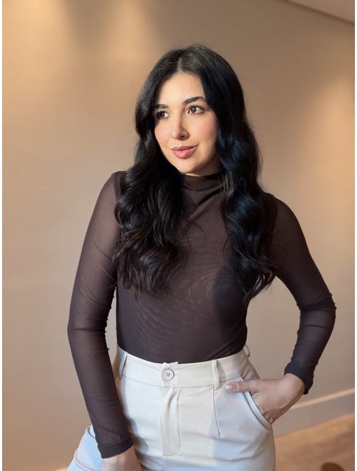 Blusa Tule duplo Marrom - 6004 - CB SHOES