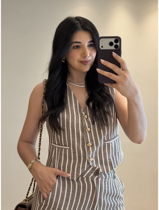 Conjunto Listrado Marrom - 61011 - CB SHOES