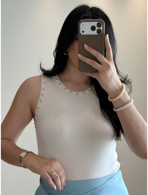 Blusa Basica com esferas Off white - 60908 - CB SHOES