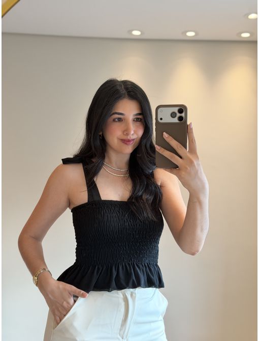 Blusa de Laço Preta - 60924 - CB SHOES