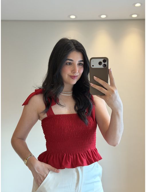 Blusa de Laço Vermelha - 60922 - CB SHOES