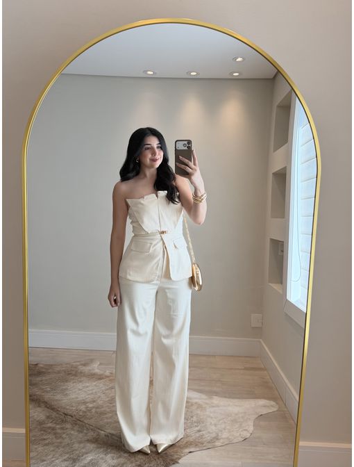 Conjunto Alfaiataria Bia Amarelo Manteiga - 60926 - CB SHOES