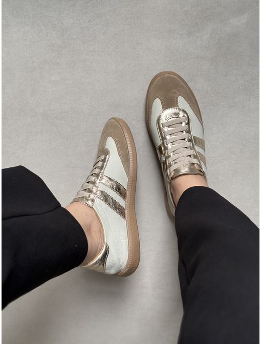 Tênis Samia Bege/Dourado - 62938 - CB SHOES