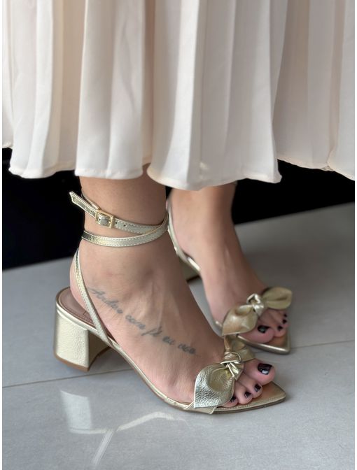 Sandália Laço Dourada - 62976 - CB SHOES