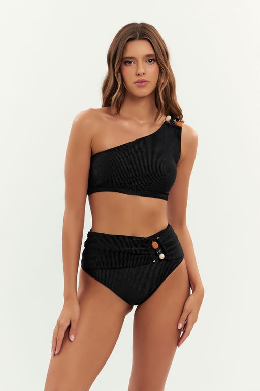 TOP IPANEMA CANELADO BLACK E CALCINHA IPANEMA CANELADO BLACK