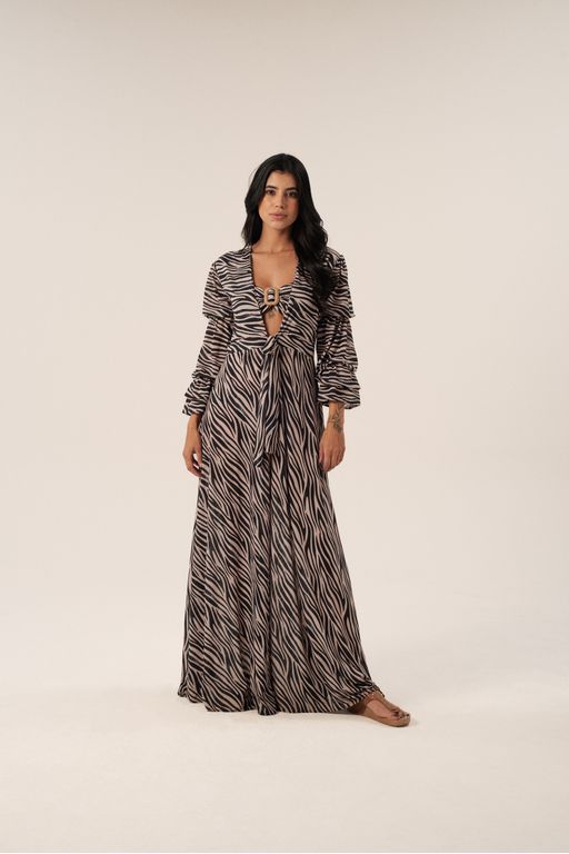 BATA COMPRIDA MANGA LONGA BUFANTE ZAMBIA