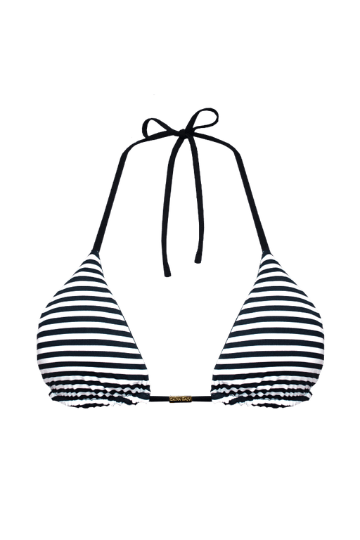 TOP CORTININHA DUPLA FACE LISTRADO PRETO BRANCO E CALCINHA FIXA DUPLA FACE LISTADO PRETO BRANCO