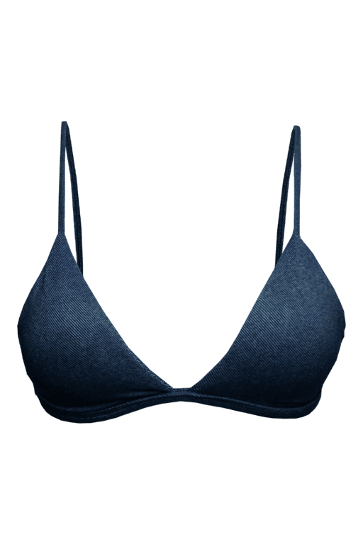 TOP TRIÂNGULO FIXO DENIM E CALCINHA CÓS LARGO DENIM