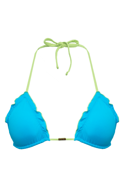 TOP CORTININHA RIPPLE DUPLA FACE TURQUESA/ VERDE ABACATE E CALCINHA RIPPLE ANATÔMICA DUPLA FACE TURQUESA/ VERDE ABACATE