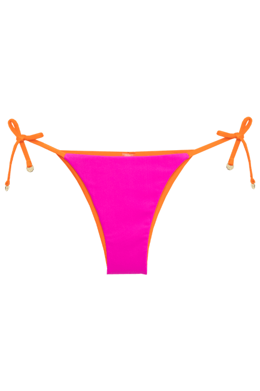 TOP MEIA TAÇA ARO LARANJA/ PINK E CALCINHA LACINHO DUPLA FACE LARANJA/ PINK