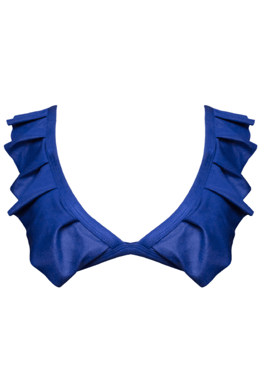 TOP CORTINÃO BABADOS CIRRÊ AZUL NEON E CALCINHA BORBOLETA CIRRÊ AZUL NEON