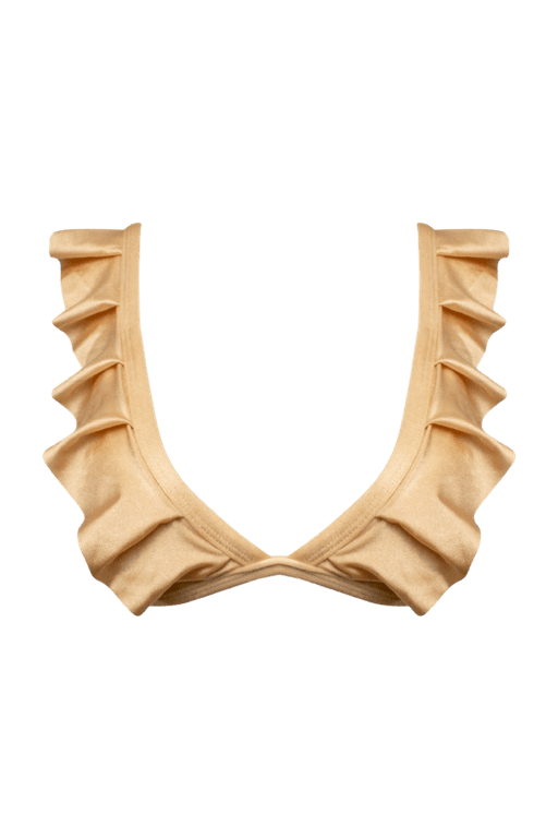 TOP CORTINÃO BABADOS CIRRÊ MARFIM E CALCINHA RETA CIRRÊ MARFIM