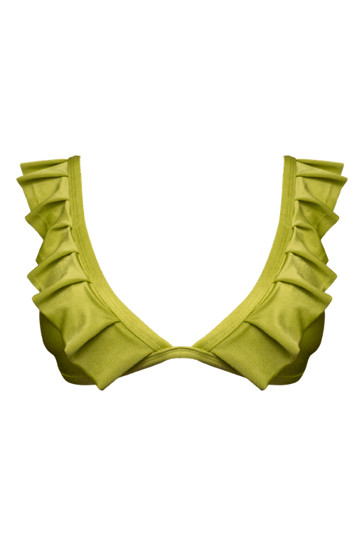 TOP CORTINÃO BABADOS CIRRÊ PISTACHE E CALCINHA RETA CIRRÊ PISTACHE