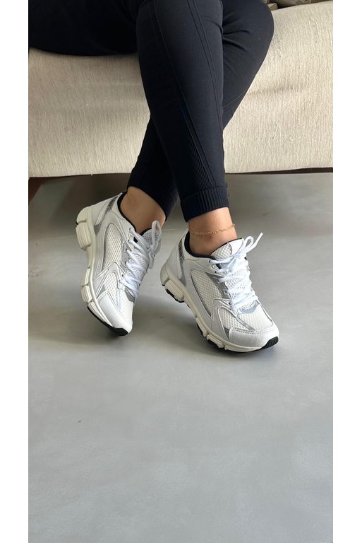 Tênis Esportivo Sk810_3293- Branco/ Prata - Carolina Lins