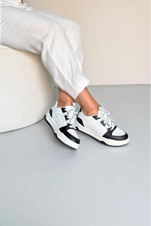 Tênis Sola Alta SK623_3446- Branco/ Preto - Carolina Lins