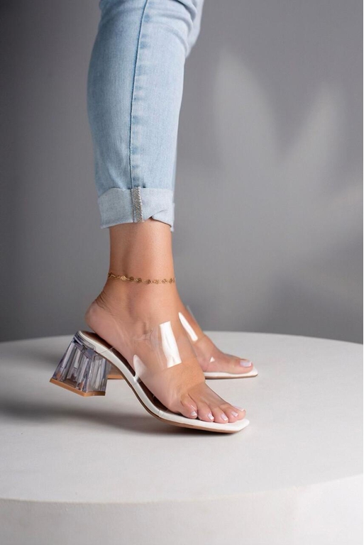 SANDÁLIA VINIL SALTO CRISTAL 6 CM_1889 - BRANCO - Carolina Lins