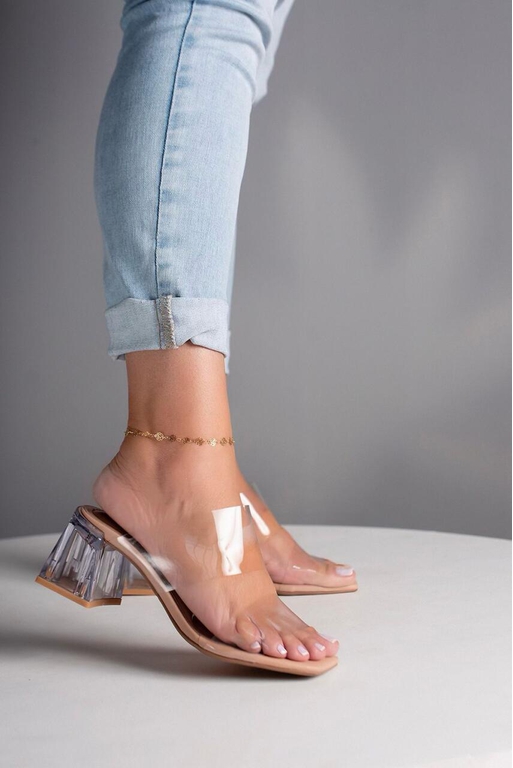 SANDÁLIA VINIL SALTO CRISTAL 6 CM_1889 - NUDE - Carolina Lins
