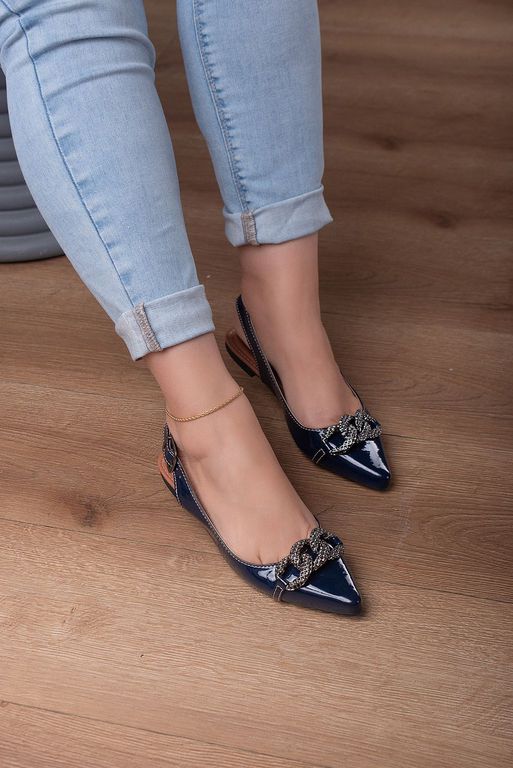 Sapatilha Slingback Corrente_192- Azul - Carolina Lins