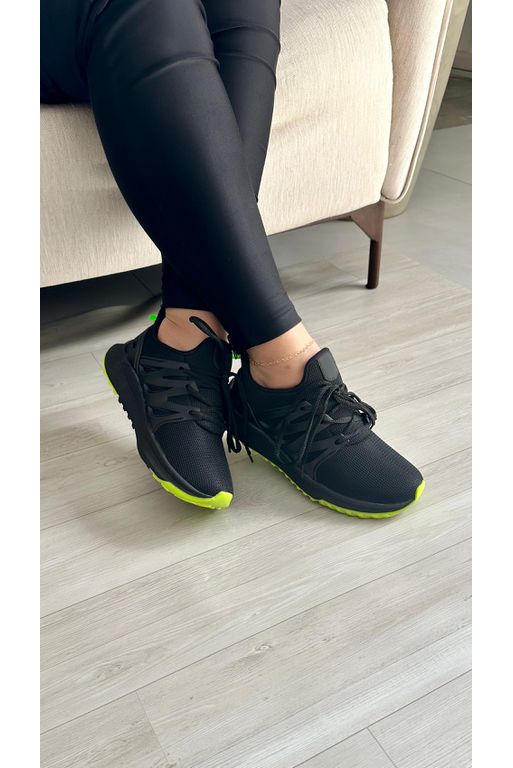Tênis Academia SK3057_2100- Preto/ Verde - Carolina Lins
