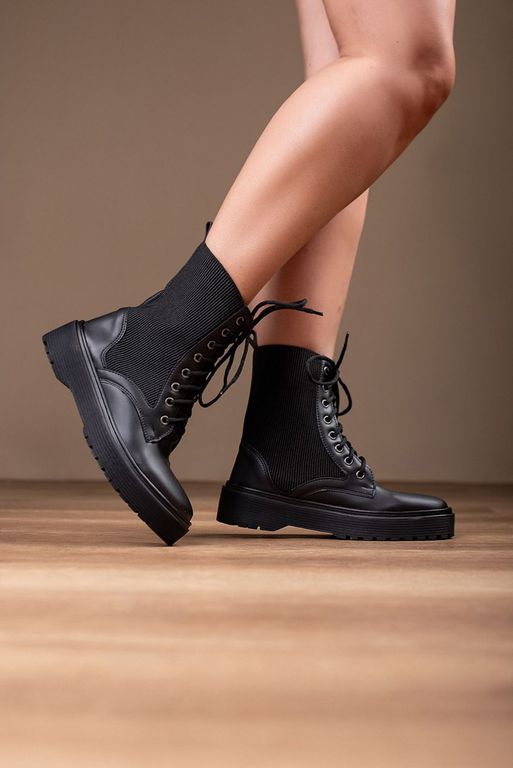 Bota Cano Alto Detalhe Meia_302- Preto - Carolina Lins