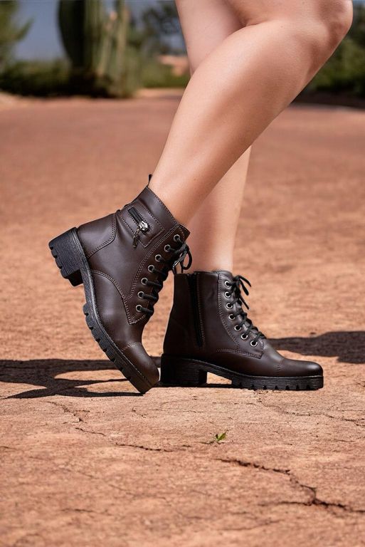 Bota Coturno F276 3 cm_304- Café - Carolina Lins