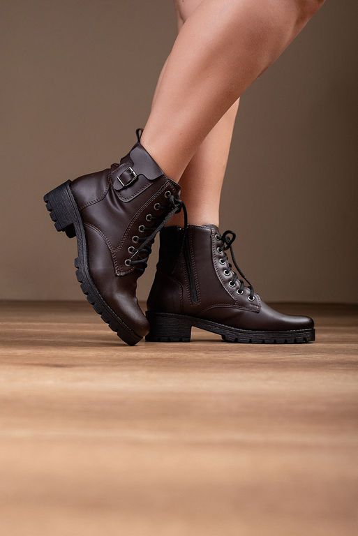 Bota Coturno F277 3 cm_305- Café - Carolina Lins