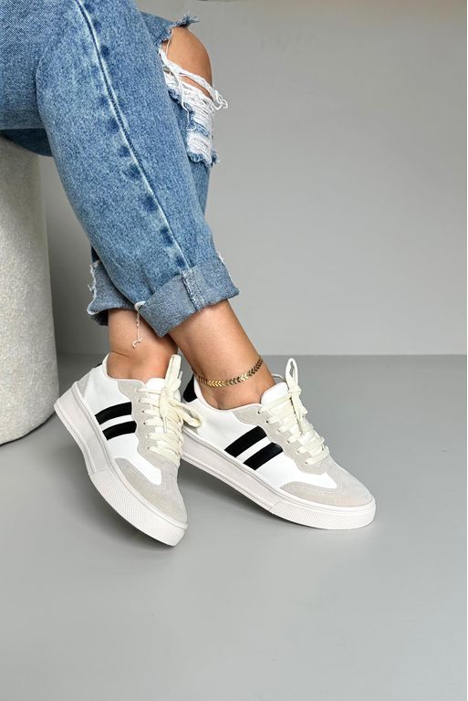 Tênis 2 Faixas_3106- Branco/ Preto