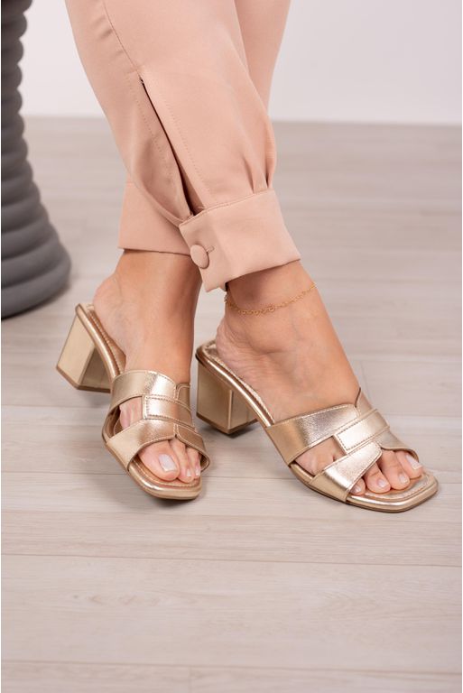 Tamanco H Bloco 7 cm_3154- Ouro - 3154- Ouro - Use Isa Shoes