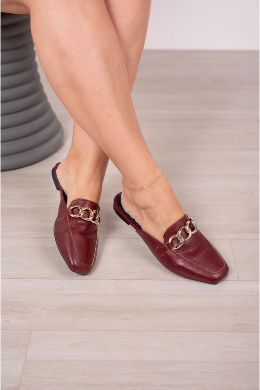 Mule Corrente Bico Quadrado_3158- Marsala - 3158- ... - Use Isa Shoes