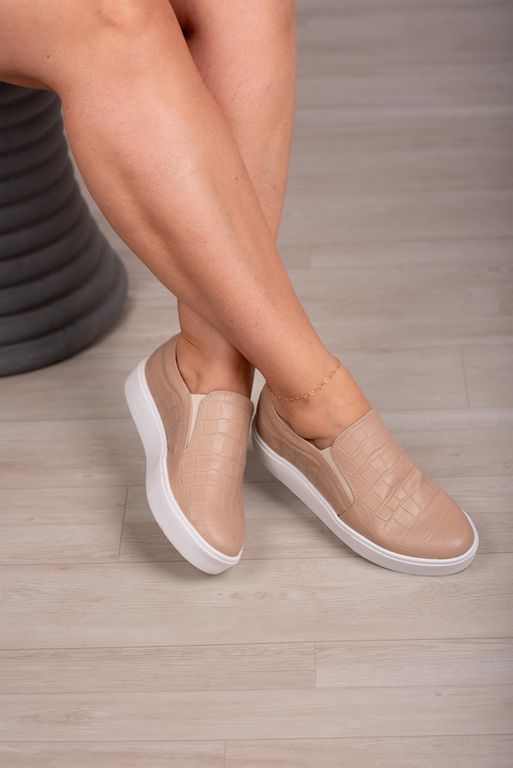 Tênis Slip On Croco_3194- Nude