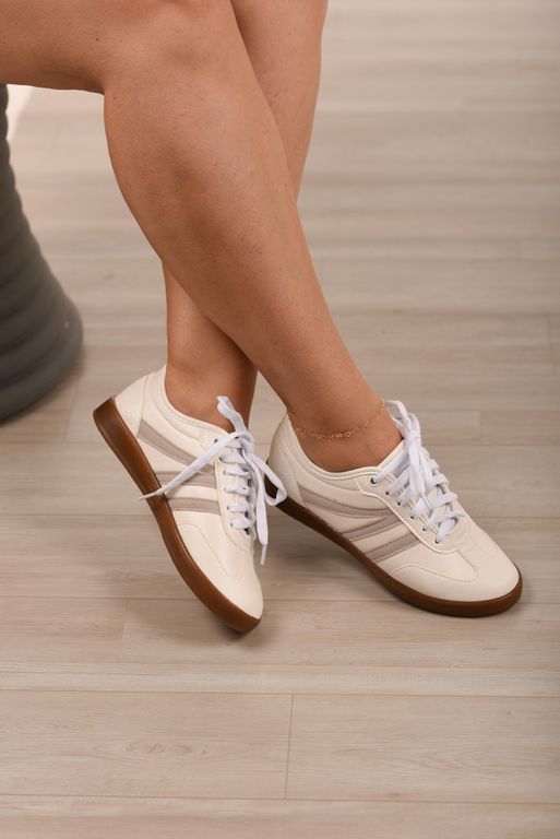 Tênis Listras Laterais_3222- Off/Cinza - 3222- Off... - Use Isa Shoes