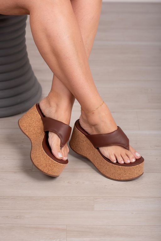Anabela Tamanco Dedo 8 cm_3225- Marrom