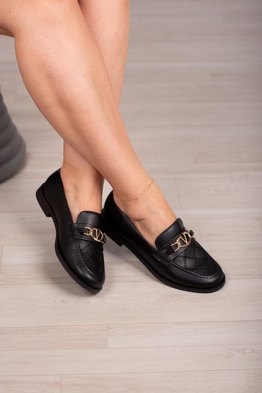 Mocassim Fivela V Matelassê_3235- Preto - Carolina Lins
