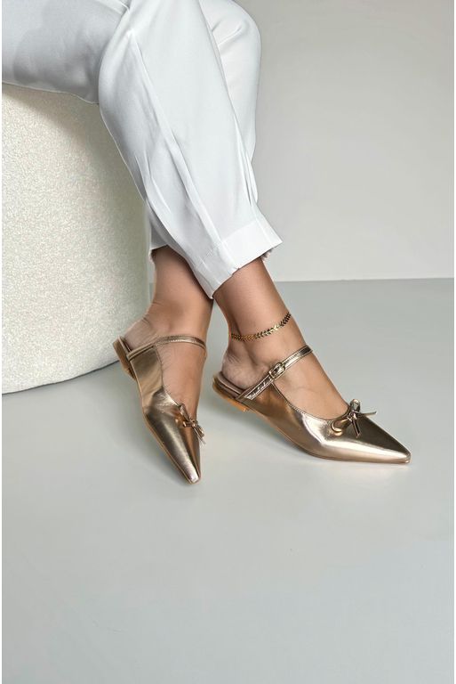 Sapatilha Mule Lacinho_3296- Rose Gold - 3296- Ros... - Use Isa Shoes