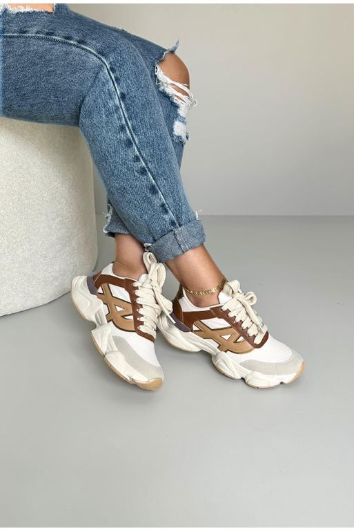 Tênis Chunky A10440_3302- Off/ Caramelo