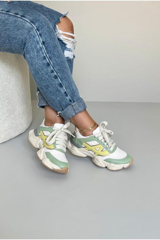 Tênis Chunky A10440_3302- Off/ Verde - Carolina Lins