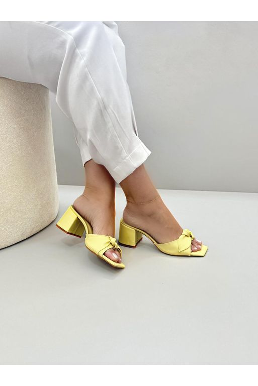 Tamanco Laço Folha 6 cm_3373- Amarelo - Carolina Lins