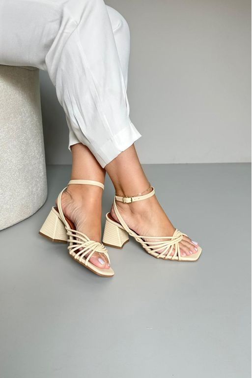 Sandália Multitiras Nó 6 cm_3399- Creme - 3399- Cr... - Use Isa Shoes