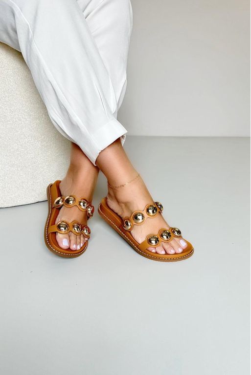 Sandália Papete Max Bolas_3424- Mostarda - Carolina Lins