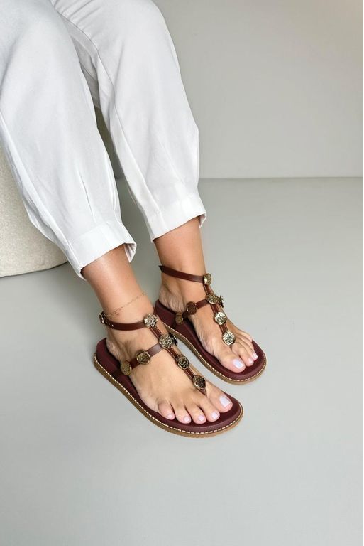 Sandália Papete Moeda peito do pé_3426- Marrom - Carolina Lins