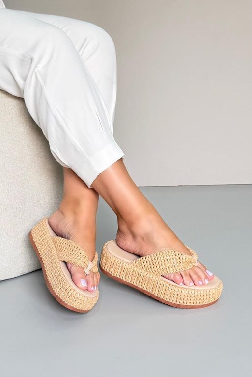 Sandália Flat Dedo Trama_3442- Nude - Carolina Lins