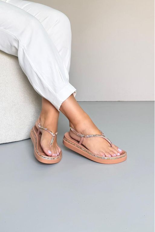 Sandália Papete Ladrilho Elástico_3443- Nude - Carolina Lins