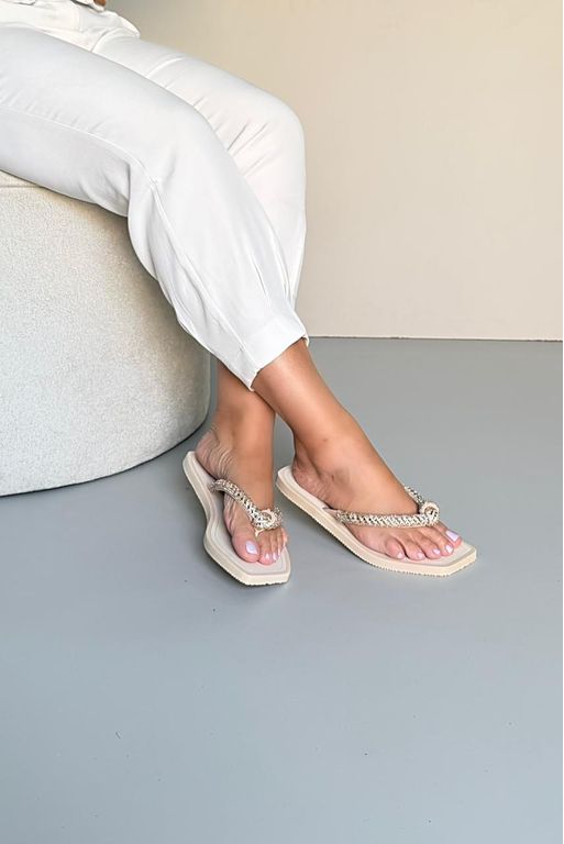 Chinelo Dedo Nó Ladrilho_3444- Creme - Carolina Lins