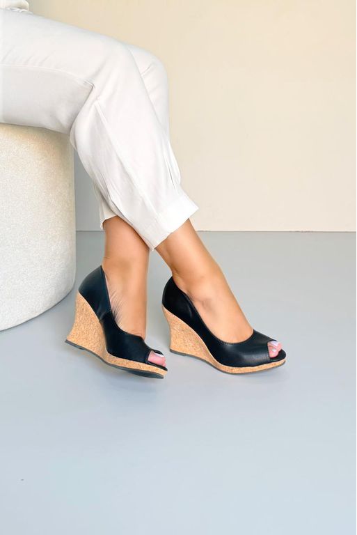 Anabela Cunha Salto Cortiça 10 cm_3454- Preto - Carolina Lins