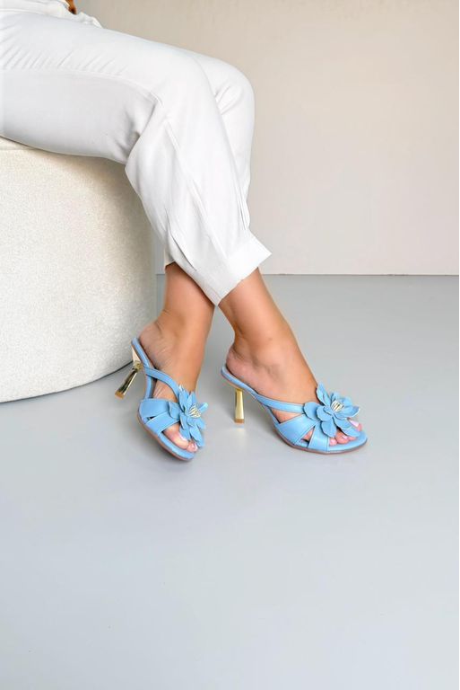 Tamanco Salto Cromado 9 cm_3458- Azul - Carolina Lins