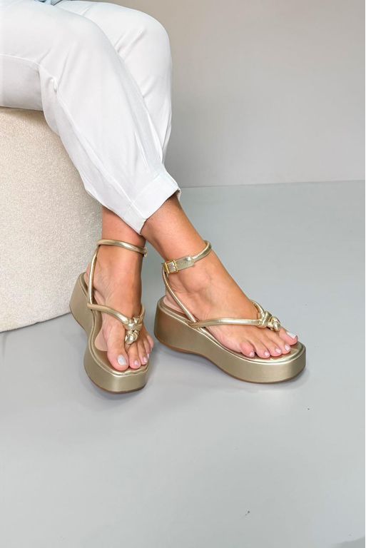 Anabela Cordas Soft Dedo 5 cm_3470- Ouro - Carolina Lins